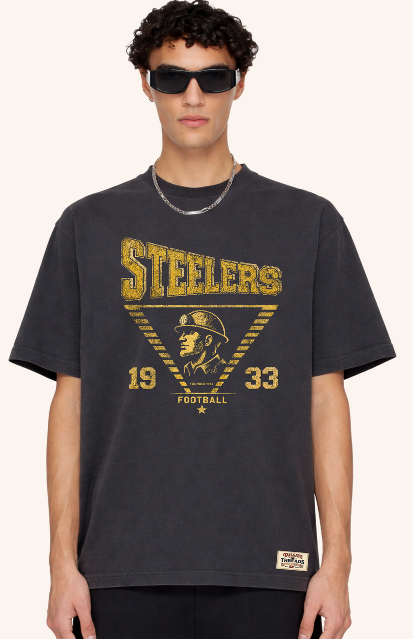 Steelers Heritage Miner Tee – Faded Black