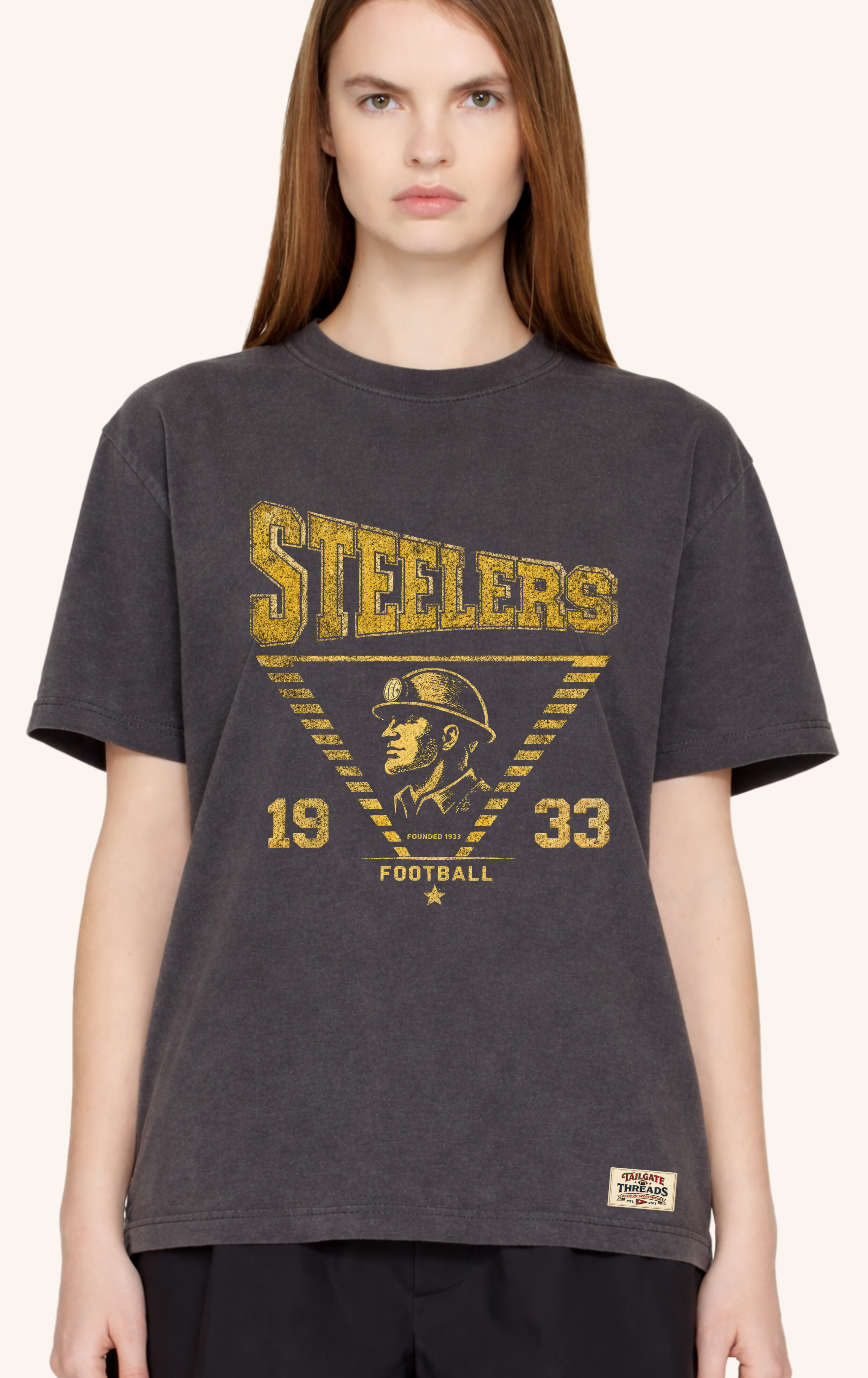Steelers Heritage Miner Tee – Faded Black