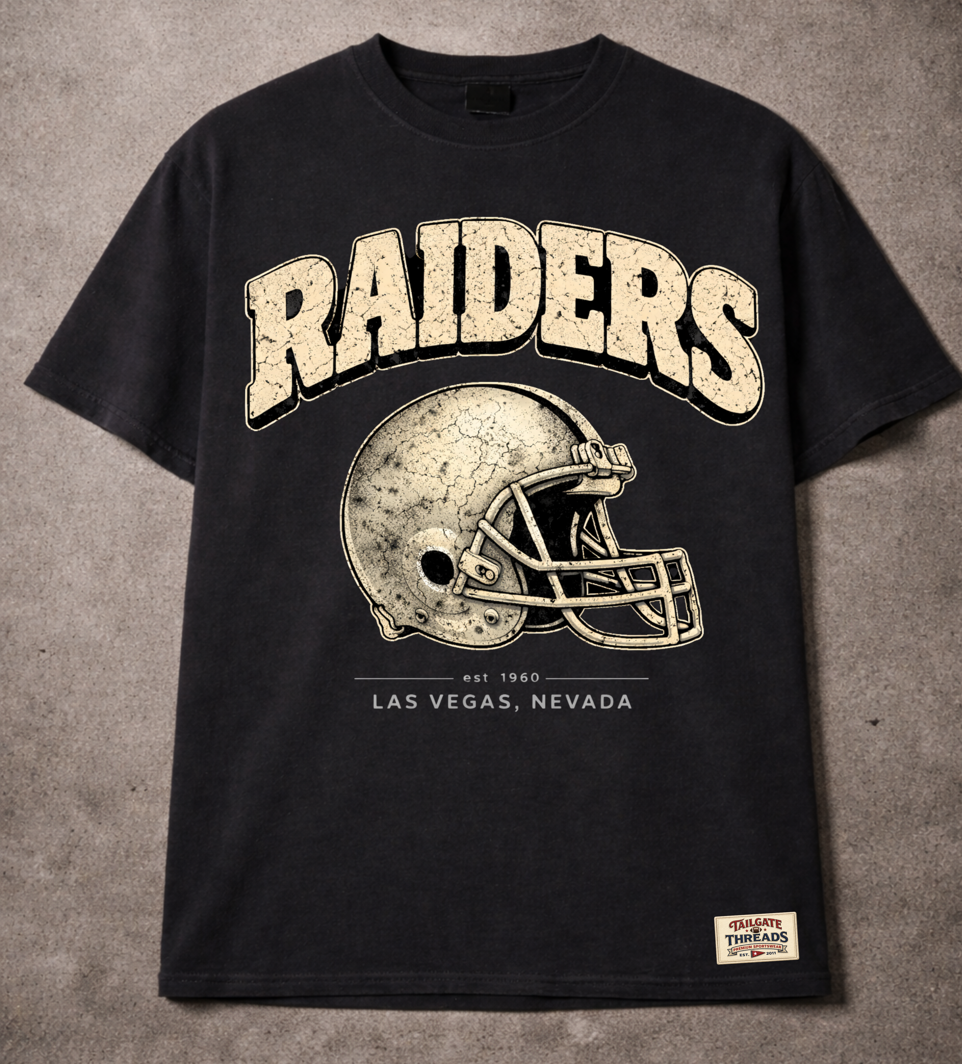 Raiders Heritage Helmet Unisex Tee – Vintage Black