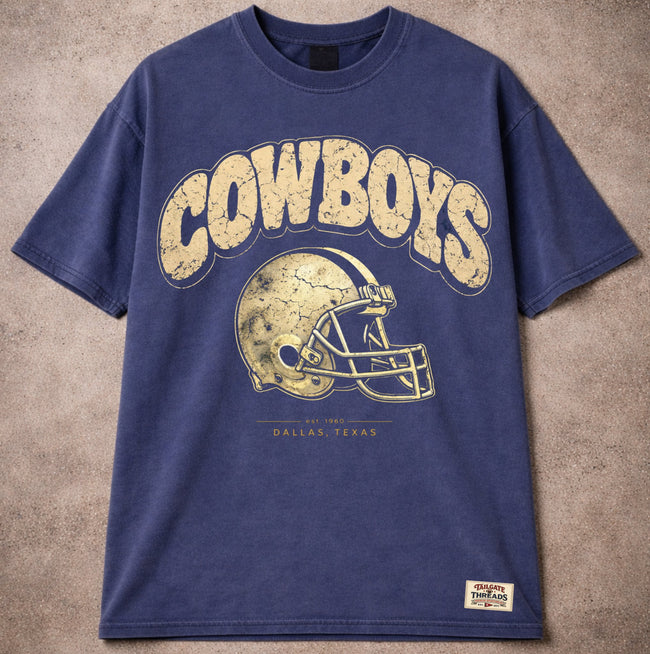 Dallas Heritage Helmet Vintage Tee – Cream on Navy